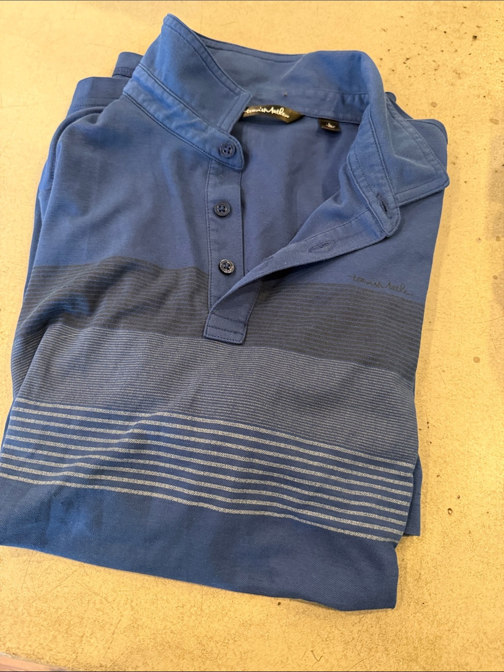 Travis Mathew Blue Striped Polo